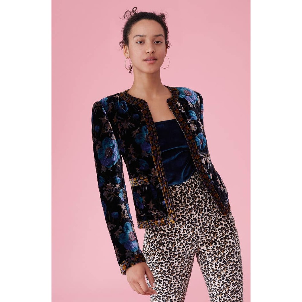Rebecca Taylor Solstice Floral Velvet Jacket M NWT